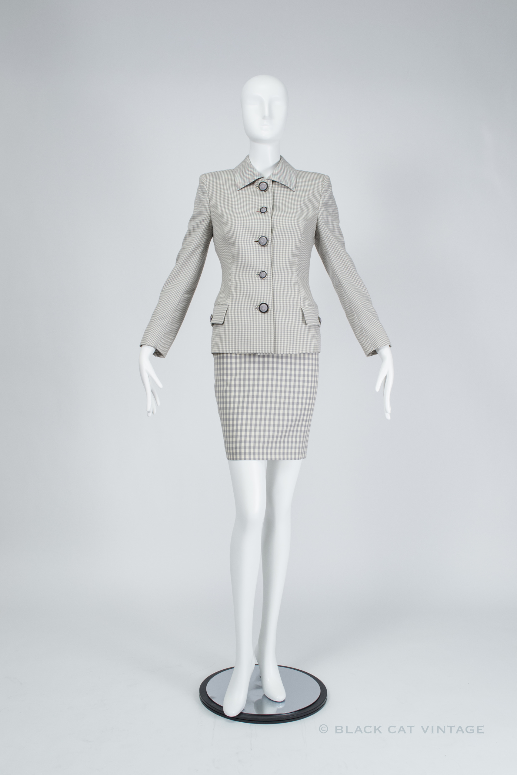 vintage 1995 Gianni Versace Couture gingham skirt suit, size small