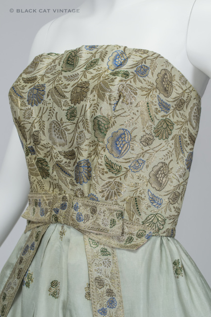 vintage 1950s Jacques Cassia celadon haute couture party dress, size med